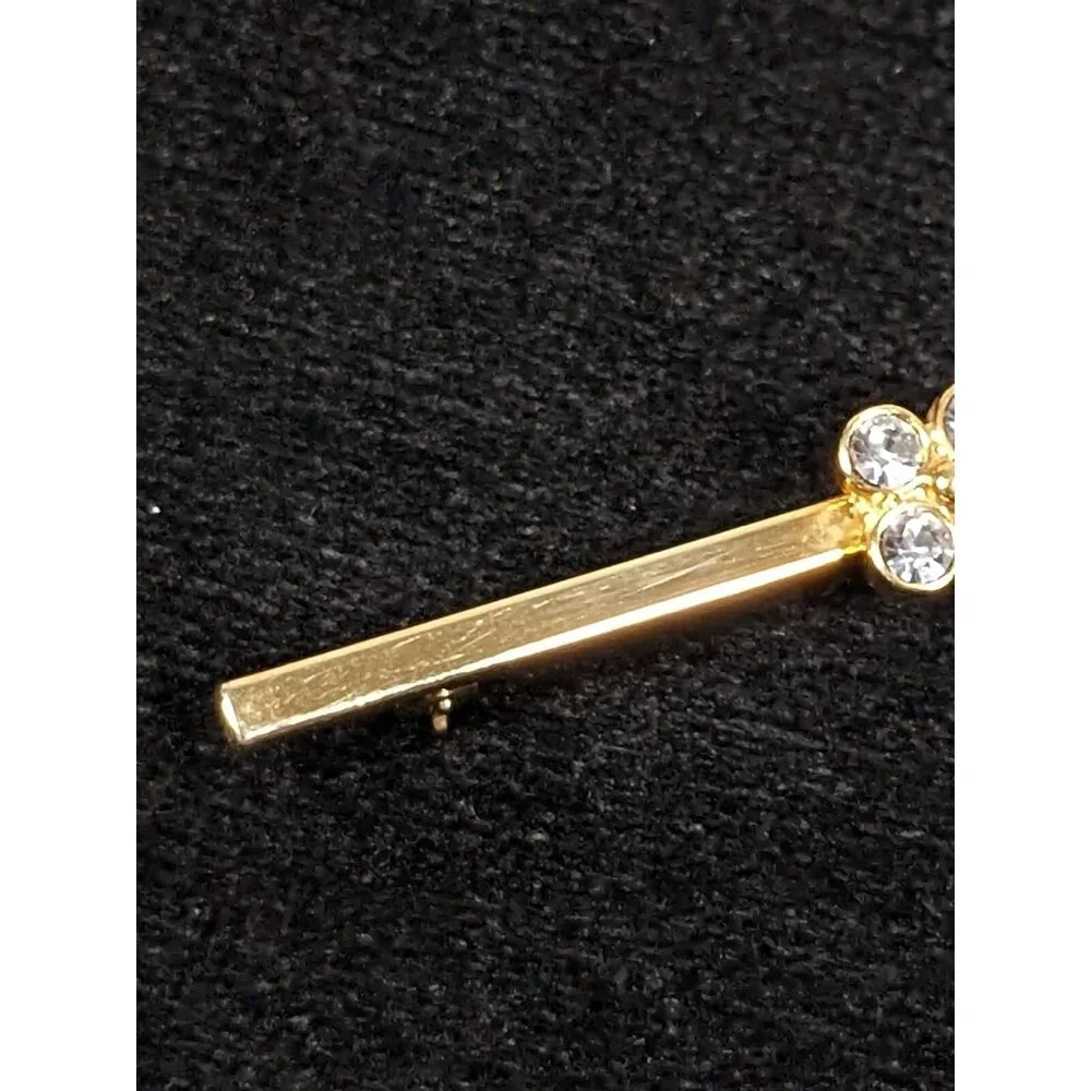 Vintage Avon Gold Tone Bar‎ Pin Rhinestone Brooch Art Deco Style
